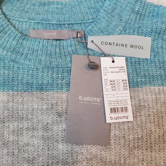 NWT Women's Crewneck Pullover Sweater in Blue/Grey/Yellow Size Large - Picture 4 of 9